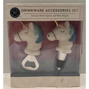 NEW - Unicorn - Drinkware Accessories Set - Bottle Opener/Wine Stopper